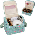 Nail Polish Organizer Case - Holds 45-90 Bottles & UV Nail Lamp, Nail Tech Organizers And Storage Bag for Nail Supplies & Manicure Kit & Pedicure Tools, Nail Technician Case (Cartoon Green, 45 Slots)