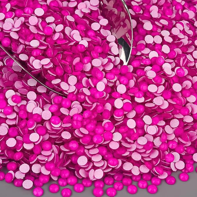 Blinginbox Flatback Rhinestones Round Gems, 1440pcs Luminous Series Glass Stones Neon Gems Non Hotfix Crystal Rhinestones for Nail Charms Crafts Clothes Tumblers,Hot Pink Neon,SS16.