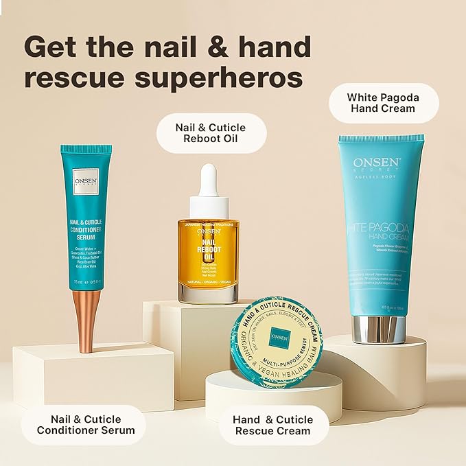 Onsen Secret Nail & Cuticle Repair Oil (2x35ml) - Dry Oil Formula - Japanese Tsubaki, Tea Tree & Jojoba - Strengthens Nails, Repairs Cuticles, Hydrates Skin & Hair - Natural & Vegan