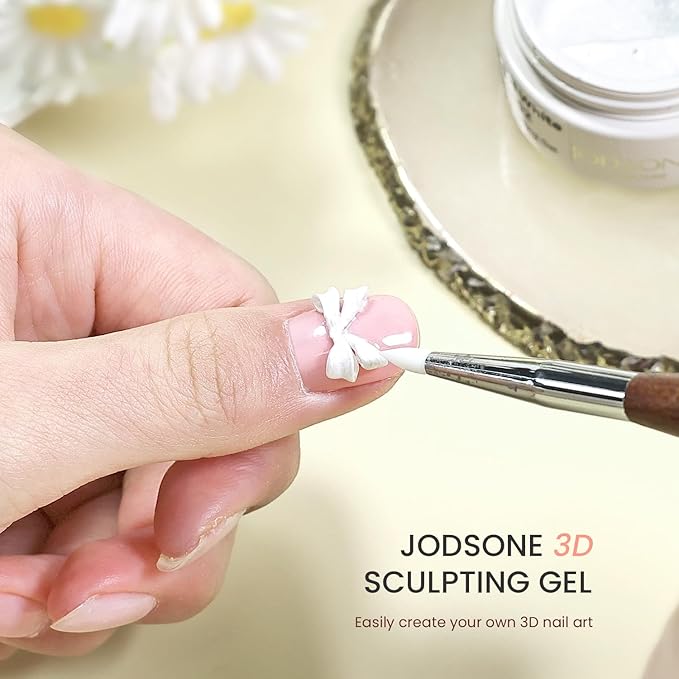 JODSONE Pearl White 3D Gel Nail Art Sculpting Gel Non-Sticky Molding Gels for Nails Solid U V LED Soak Off Gels Polish for Nail Design Home Manicure