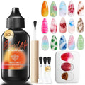 modelones 50ML Blend Mix Blooming Gel Nail Polish Set with Nail Art Palette & 20PCS Nail Brushs, Clear Blooming Gel for Spreading Effects Floral Print Marble Design Mix Color Glitter Nail Art DIY