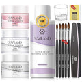 SAVILAND Acrylic Nail Kit: Big Capacity Acrylic Liquid 120ml and 30g Clear Pink White Powder Set with 5 Sizes Brushes for Beginner Nail Kit for Full Professional Nail Art Designs Home DIY Salon Gift