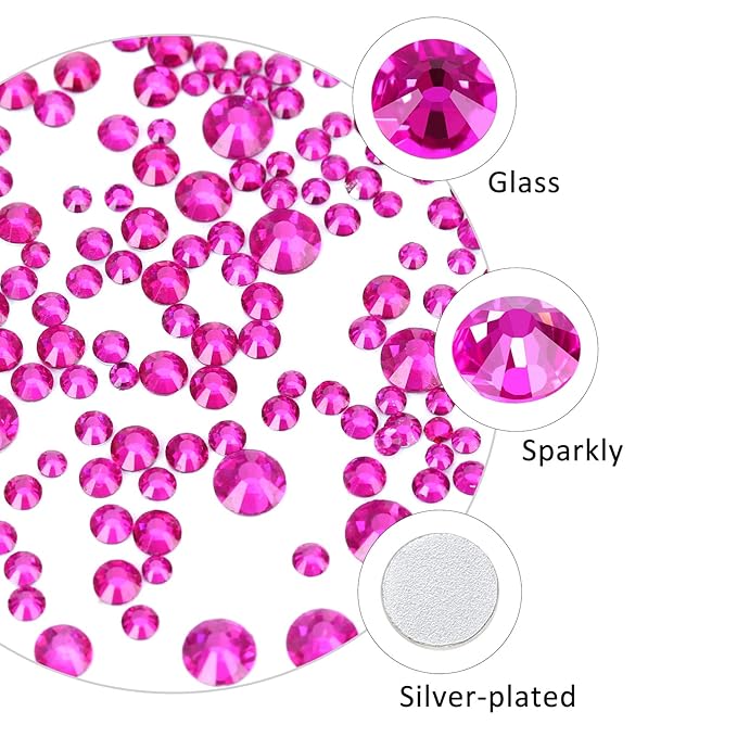 4240Pcs Peach Flatback Rhinestones 6 Sizes Crystal Diamonds for Nail Art Crafts Clothes Shoes with Tweezers and Picking Pen