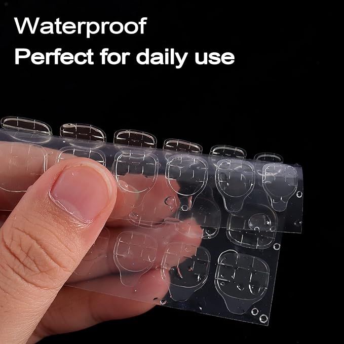 Laza 720 Pcs Thin Breathable Adhesive Tabs Fake Nail Glue Sticker 30 Sheets Super Sticky Double Sided Tips (Germany Jelly Gel) Flexible for Acrylic False Nails Manicure Tape