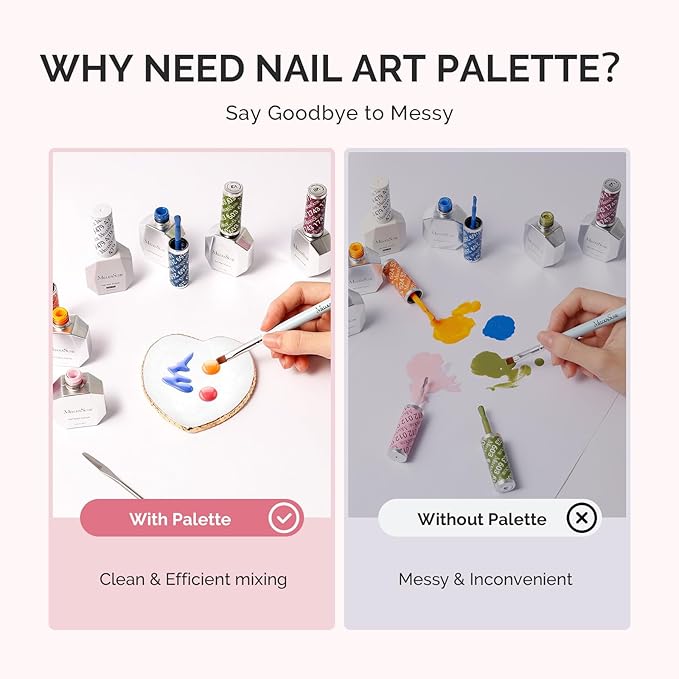 MelodySusie 1PC Heart Shape Resin Nail Art Palette, Professional Color Mixing Board for Gel Polish, Acrylics, Pigment Blending, Salon and DIY Makeup Artist Tool, White