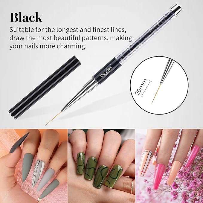 Beetles Gel Nail Polish with 5pcs Nail Art Liner Brushes Set, 20 Colors Fantasyland Collection Pastel Bright Pink Purple Navy Blue Green Glitter Led Soak Off Trendy Spring Summer Manicure Kit