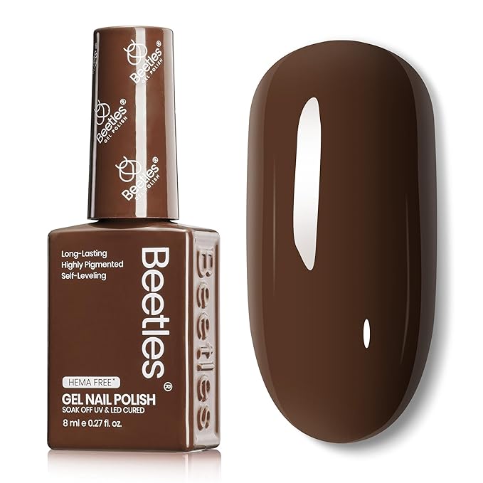 Beetles Dark Brown Gel Polish Winter, 1 PC 8ML Hame Free Mocha Coffee Brown Color Polish Nail Gel Colorful Bottle Coffee o'Clock Soak Off UV Nail Art Manicure Gift for Women