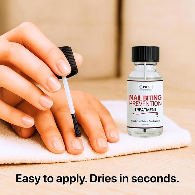 C CARE Nail Biting Prevention for Kids & Adults | Safe, Bitter, Clear, Thumb Sucking Deterrent | Stop Nail Biting Treatment for kids & Adults, Fast Drying, Easy Brush On, 0.5 fl oz