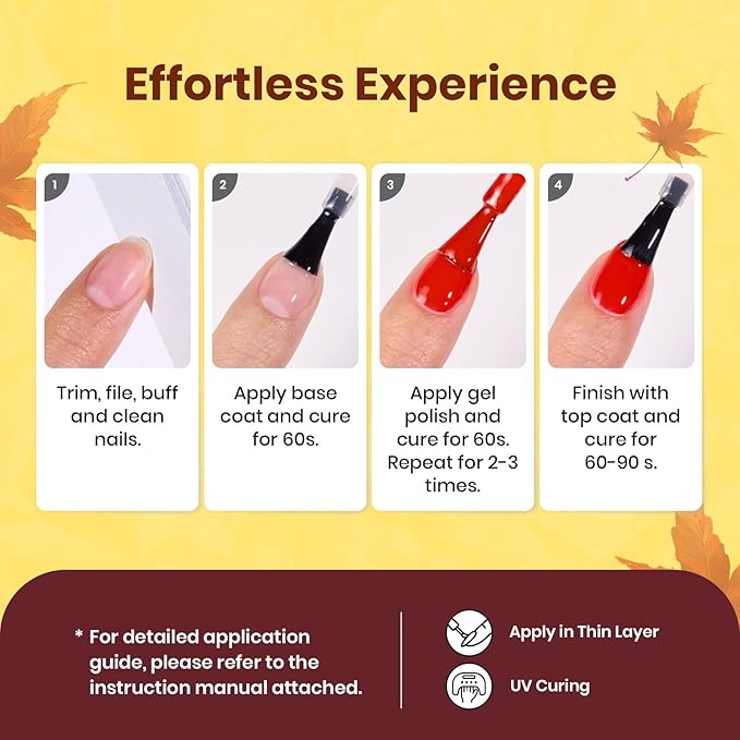 Beetles Spring Gel Nail Polish Set – 6 Colors Red Green Purple Orange Yellow Gel Polish Kit, Soak Off UV LED Gel Nail Polish for Manicure Nail Art Thanksgiving Gift for Women