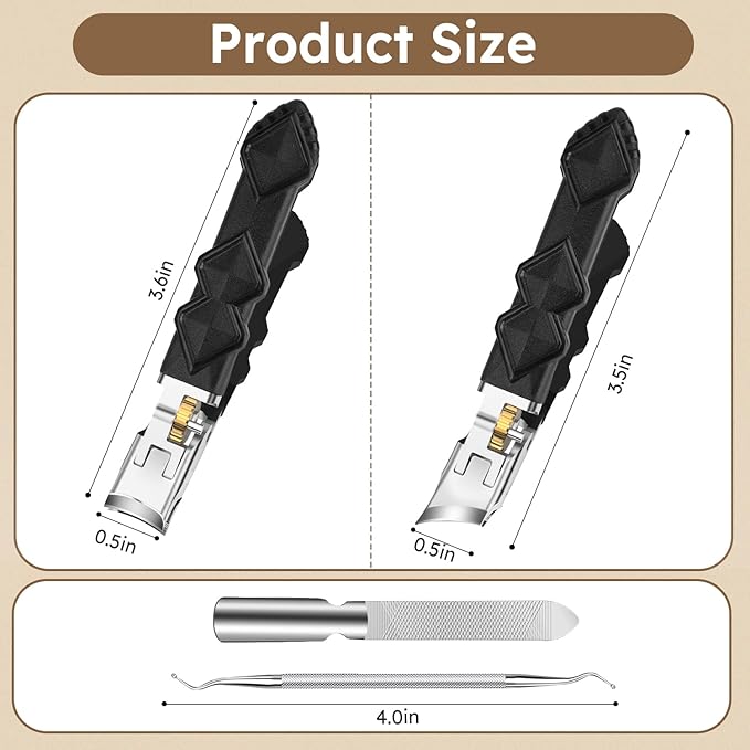 Toenail Clippers for Thick Toenails for Seniors, Nail Clippers for Men Wide Jaw Opening, Slanted Toe Nail Clippers Long Handled Heavy Duty Ultra Sharp for Men Women
