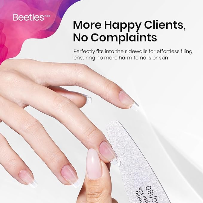 Beetles Pro 25-Pcs Nail File – Professional 100/180 Grit Double Sided Emery Board Nail Files Washable Shaper Files Precise Filing File for Acrylic, Gel & Natural Nails – Salon Quality Manicure Tool