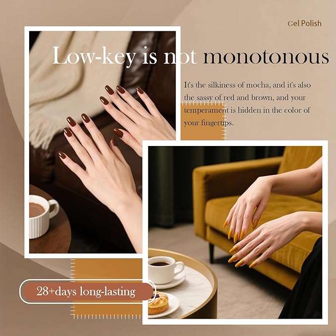 CAMILA ¿ 6pcs 15ml Hema Free Tpo Free Brown Gel Polish Set Red Pink Dark Brown Coffee Khaki Caramel Soak Off Gel Polish Gift For Women Salon Manicure H Set