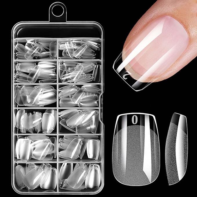 240pc Extra Short Gel Nail Tips Coffin Fake Nails Clear Press ons Nail, XS Short Coffin Nails Tips Acrylic Nails Extension Soft Gel Nails Tip Full Cover False Nail Clear Artficial Fingernails