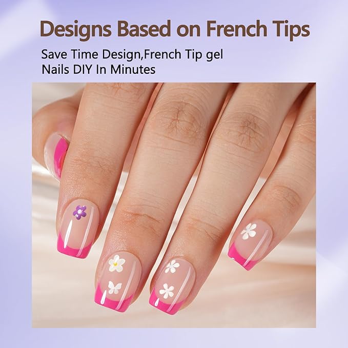 Misssix French Tip Press On Nails, 150Pcs French Gel Nail Tips, Short Square Soft Gel Fake Nails, X-BASIC Tips Starter Kit for Nail Art DIY 15 Sizes