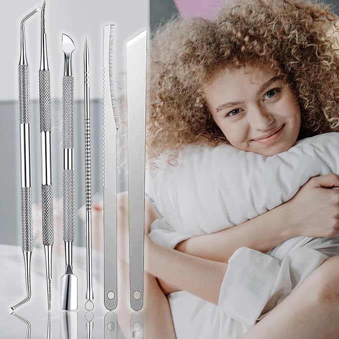 7-Pack Ingrown Toenail Tool, Toenail File and Lifters, Professional Surgical Stainless Steel Ingrown Toenail Tool- Safe Nail Cleaning Treatment Pedicure Tools Kit Under