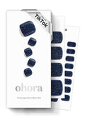 ohora Semi Cured Gel Pedi Strips (P Starry Night) - Red, Solid, Works with Any UV/LED Nail Lamps, Salon-Quality, Long Lasting, Easy to Apply & Remove - Includes 2 Prep Pads, Nail File & Wooden Stick