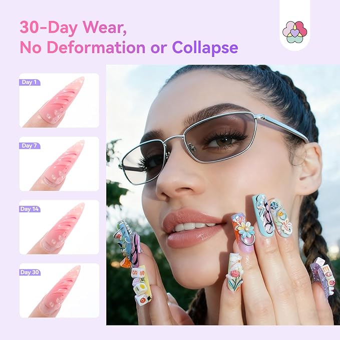 SAVILAND Advanced Non-Stick Solid Builder Nail Gel: Clear & White Instant Sculpting 3D Gels Non-Wipe Sculpting Gel for Nail Art Molding with Chrome Powder DIY Salon