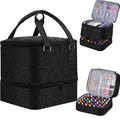 Nail Polish Organizer Case - Holds 42+ Bottles (15ml/0.5 fl.oz) and 1 Nail Lamp, Upgraded Double-layer Nail Polish Carrying Case Nail Storage Bag with Handles (Black)