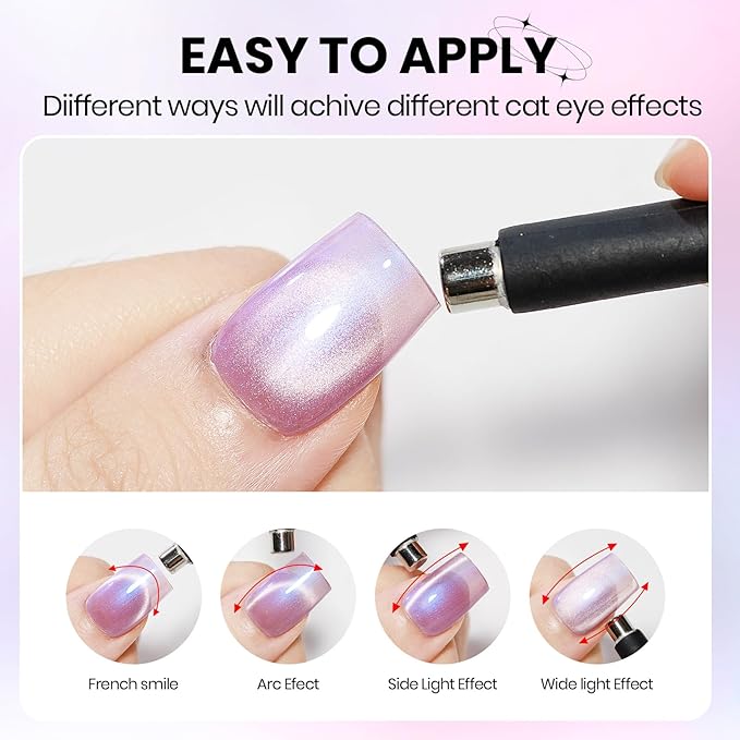 Pearl Mermaid Gel Nail Polish 12 Colors Magnetic Cat Eye Shimmer Glitter Gel Polish Spring Summer Colors Cat Eye Manicure Gift Soak Off Lamp Salon DIY at Home
