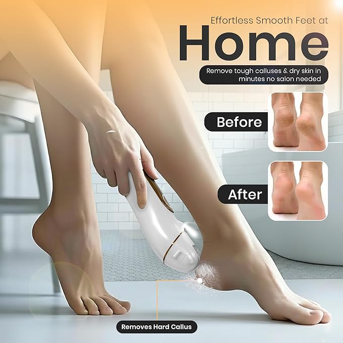 Electric Foot Callus Remover for Cracked Heels, Rechargeable Waterproof Pedicure Tool, Professional Foot Care Kit with Travel Organizer Bag & Nail Clipper | BukDot