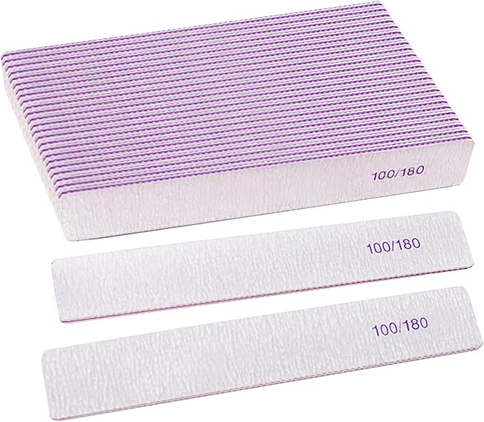 Nail Files (24 Packs), Professional 100/180 Grit Double Sided Emery Boards for Natural Nails Fingernail Toenail File Kit, Heavy Duty Emory Nail Filer Set Limas para Uñas Acrílicas Profesional