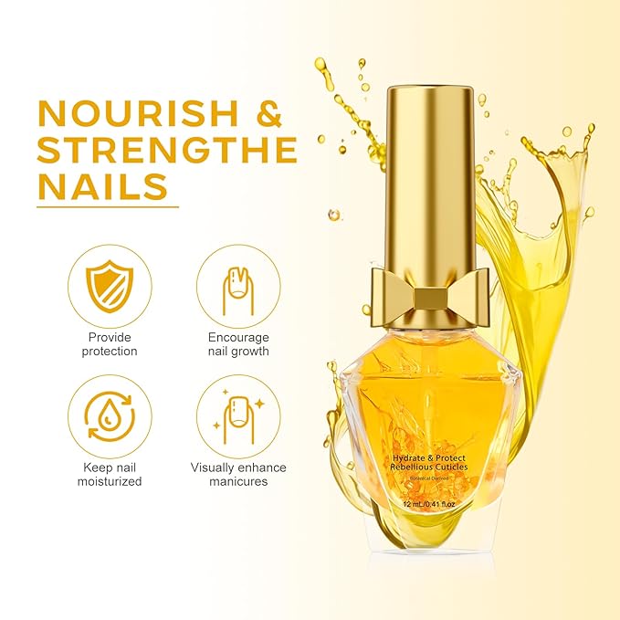 JIASHENG Cuticle Oil, Scented Cuticle Nail Oil Infused with Real Flowers, Hydrates, Moisturizes, Strengthens, Repairs, Revitalizing Cuticle Oils for Nails Damage Dry Cuticle, Brownie, 12ml