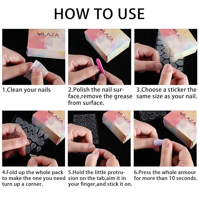 Laza 1200 Pcs Thin Breathable Adhesive Tabs Fake Nail Glue Sticker 50 Sheets Super Sticky Double Sided Tips (Germany Jelly Gel) Flexible for Acrylic False Nails Manicure Tape