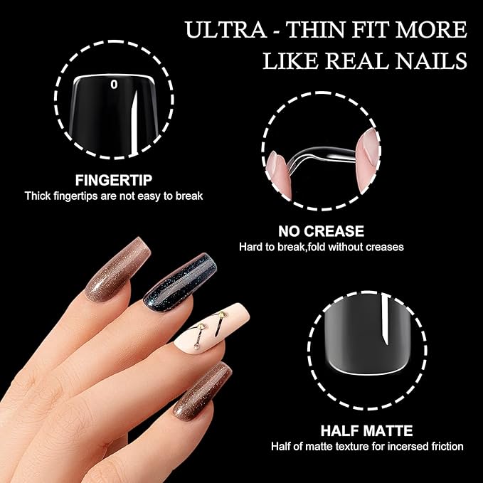 LoveOurHome 600pc Medium Square Fake Nail Tips, Clear Press on Nails Square Acrylic Nail Full Cover False Fake Nails Medium Soft Gel Nail Tips Artificial Fingernails for Gel Nail Extension