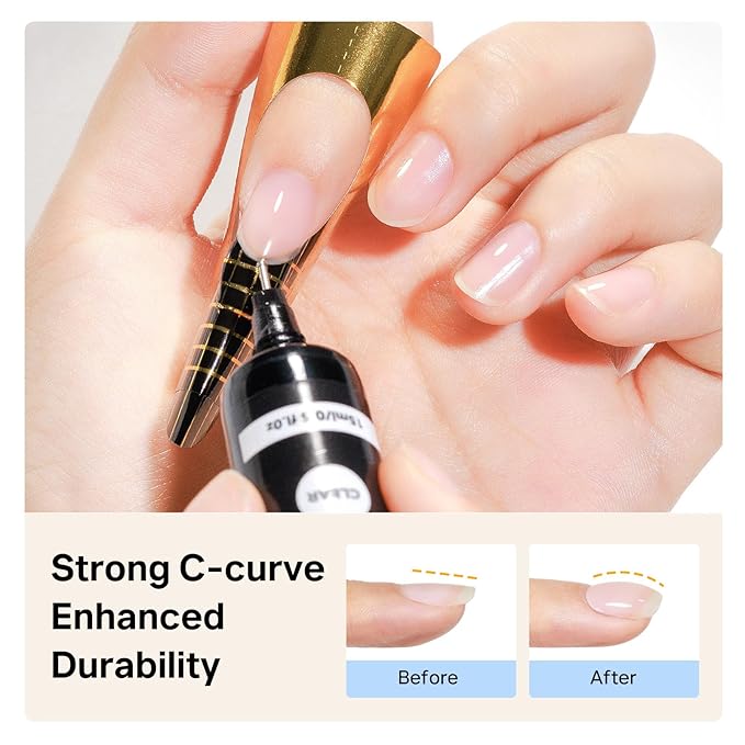 MIZHSE Builder Gel for Nails, 2Pcs 15mL Clear Hard Builder Gel for Nail Thickening Tip Design Rhinestone Glue U V LED Extension for Nail Art Design