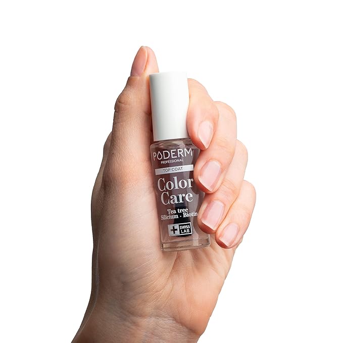 PODERM Nail Polish – Enriched with Tea Tree & Biotin – Improves Nail Appearance – Vegan Formula – For Hands & Feet – Swiss Made (Top Coat)