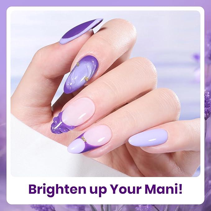 beetles Purple Gel Polish Set - Violet Letter Collecion, Light and Dark Purple Polish Set Spring Colors, Lavender Mauve Soak Off LED Nail Gel Manicure Kit for DIY at Home Salon