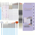 31 Pcs Nail Art Brush Set,Nail Art Brushes,Nail Art Tool Set,Nail Brush Set,Nail Brushes for Nail Art,Drawing Pen for Gel Polish Design Supply-Blue