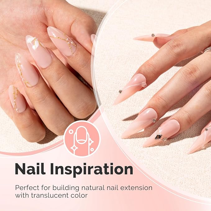 MelodySusie Builder Nail Base Gel Nude Builder Gel for Nails Thickening, Soak Off UV Gel,Extension Gel Rhinestone Nail Glue Gel in a Bottle for Nail Art Design Gift for Women-019
