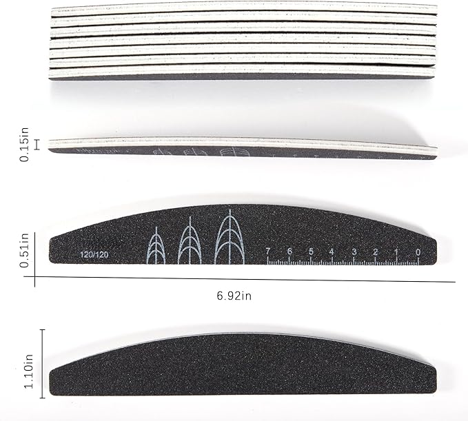 9 Pieces 120/120, 120/180, and 180/180 Grit Both Sides Nail Files with Reference Graphic for Nail Shape（Square, Almond, Oval）, Nail Files for Natural Nails