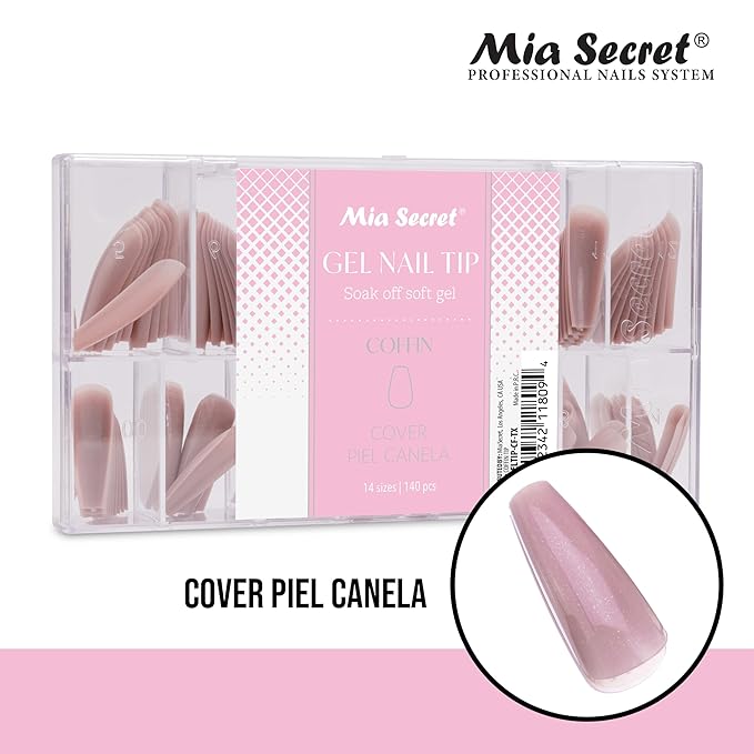 Mia Secret Soak off Soft Gel Nail Tip MADE IN USA for Salon and DIY (Cover Piel Canela, Coffin)
