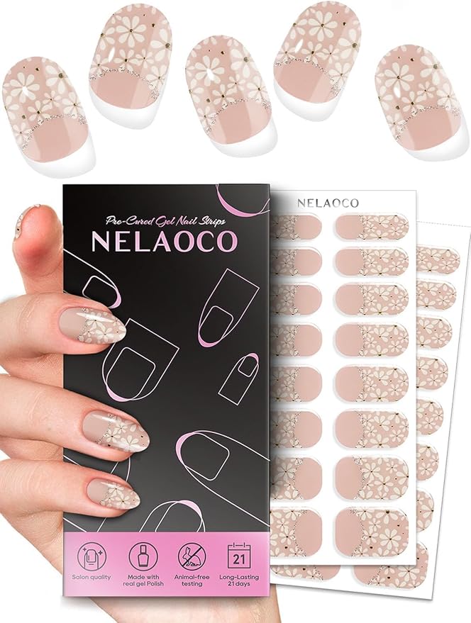 Nail Polish Strips – 32PCS UV Free Salon Quality Wraps, Long Lasting Gel Nail Stickers for Women (Whispering Rose)