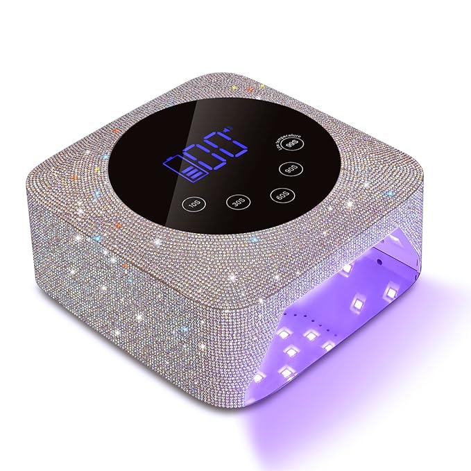 Cordless UV LED Nail Lamp,72W Rechargeable UV Light for Gel Nails with 5 Timer Setting Quick Dry Curing Lamp with Display Auto Sensor for Salon & Home(AB Diamond)