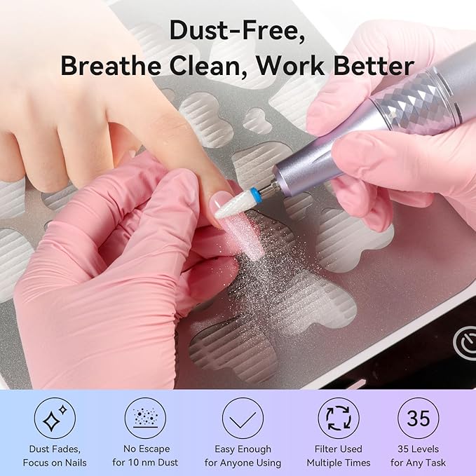 SAVILAND 400Pa Nail Dust Collector: Powerful Suction Nail Fan Dust Collector Touch Screen Display 35 Adjustable Speeds Reusable Filter Nail Collector Tech Must Haves Acrylic Tools & Salon