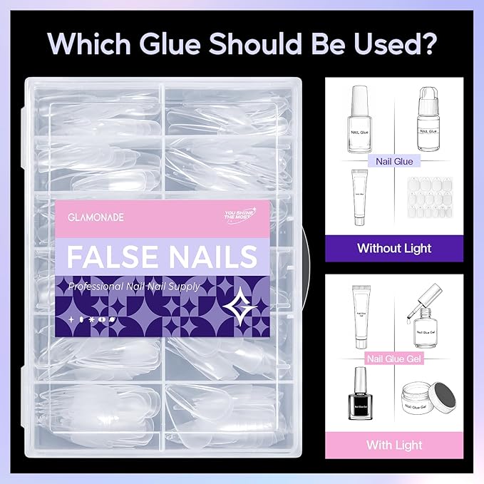 Stiletto Nails Press On Tips - 312pcs Gel Fake Nails Full Cover Extension Pre-Shape Pointed Long DIY 12 Sizes