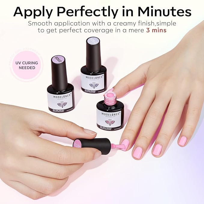 modelones 40Pcs Gel Nail Polish Set, 36 Colors 2026 Easter Spring Pastel White Pink Light Yellow Blooming Glitter Gel Polish Kit with 4PCS Glitter Matte Glossy Top Base Coat LED Nail Art DIY Gift