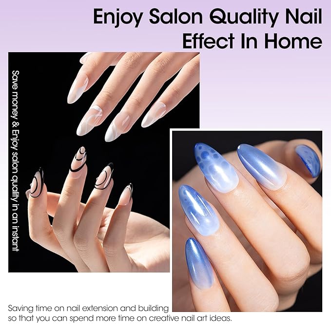 Gellen Tipex Pre-building Nail Tips, 320pcs Built-in Apex Medium Almond Nail Tips, 16 Sizes Full Cover Pre-file NailTips for Easy Wearing, Thicken Nails for Flat Nails
