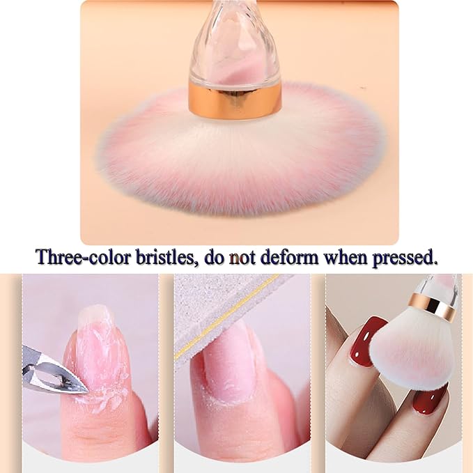 Nail Dust Brush for Acrylic Nails,Soft Brush Nail Art Dust Powder Remover Brushes Nail Art Dust Powder Remover Brush with Sequins and Dandle for Nails Soft Nail Duster Brush(Blue)