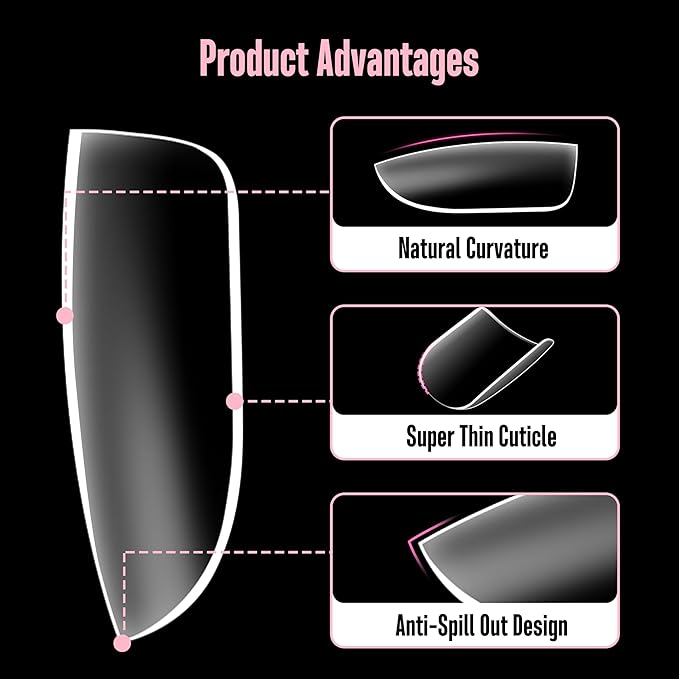 NOVO OVO Extra Short XS XXS Square Round Nail Tips for Wide and Short Nail Beds, Thick Full Cover False Nails Press on for Men Women, Soft Gel for Acrylic Fake Nails Extension kit, 16 Sizes x 320pcs