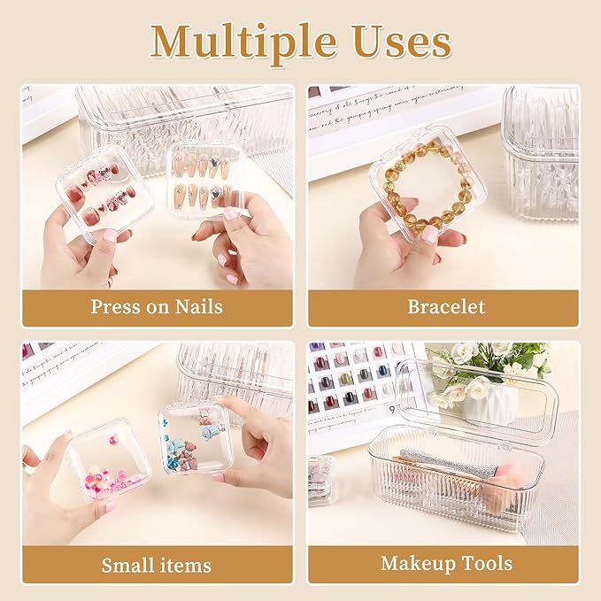 15 Pcs Press On Nail Storage Box Container, Clear Press On Nail Packaging Box with 60 Pcs Adhesive Double Sided Tape, False Nail Organizer Case Nail Display Case for Nail Art Home Salon