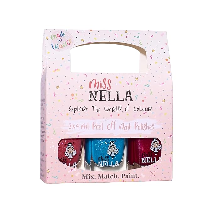 MISS NELLA-Peel Off, Odour Free, Water Base & Safe for kids nail polish pack of 3 (Winter Glitter)
