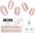 Semi-Cured Gel Nail Strips - 20 Salon-Quality Gel Sticker with UV Light Required, Long Lasting, Easy Application & Removal, Includes Prep Pad, Nail File, Wooden Stick (Soft Shimmer)