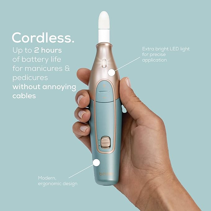 Beurer MP84 Professional Manicure & Pedicure Nail Drill Kit, 14-Piece Cordless Electric Nail File with 10 Attachments, LED Light, Adjustable Speed, Charging Storage Case