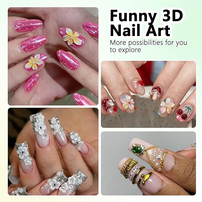 Solid Builder Gel Kit, 2PCS White 3D Sculpting Gel Non-Sticky Hand Carving Gels with Silicone Pen Hard Gels for Nails Molding 3D Flowers Nail Design Manicure Salon Supplies