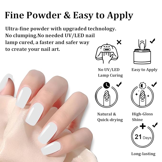 White Color Dip Powder, 1OZ Nail Dipping Powder for Long-lasting 28 Days+ Dip Nail Art French Manicure Nail Starter & Professional Home DIY Salon Use 28g