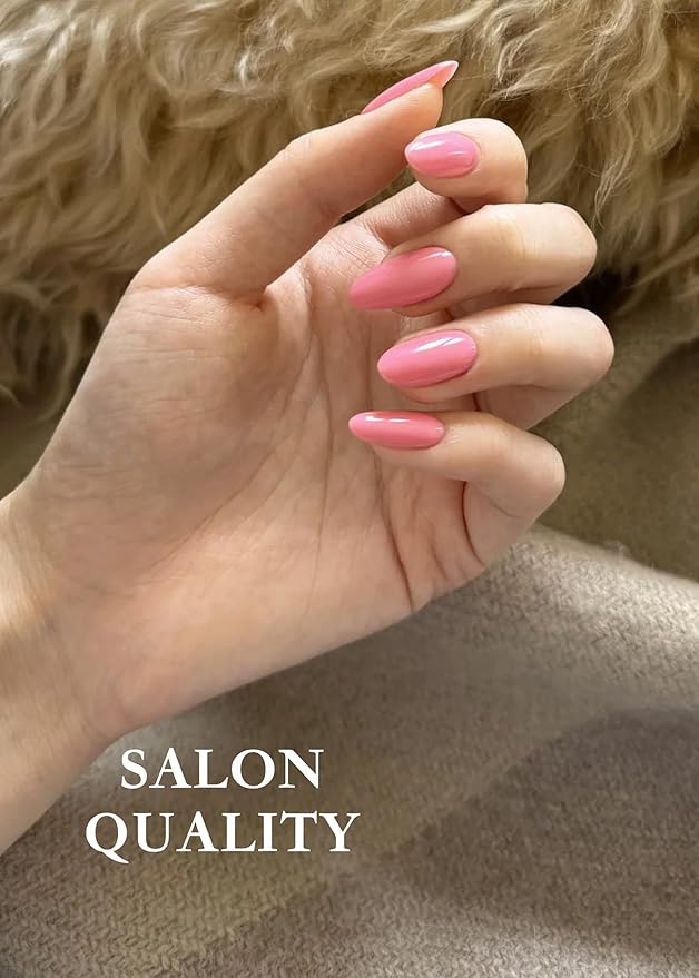 Semi Cured Gel Nail Strips - UV Light Gel Nail Stickers - 20 Long Lasting Salon Quality Wraps (Pink Reverie)